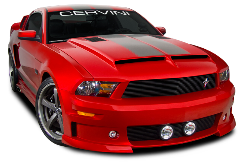 Cervinis Type 4 Ram Air Hood w Billet Extractors 10-12 Mustang